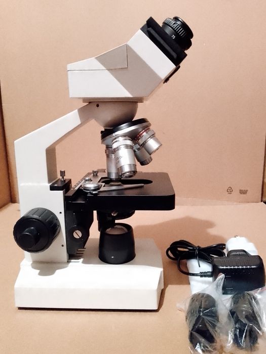 Mikroskop biologiczny 1000x Omax M82E LED dwuoczny studar zeiss delta