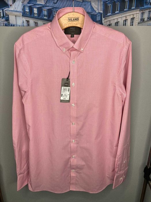 Рубашка M&S Collection Slim Fit — новая с бирками, британская классика по доступной цене!