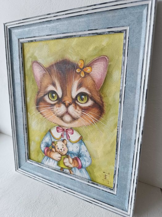 Картина олійними фарбами Портрет Кішки Марсі 20*25 см