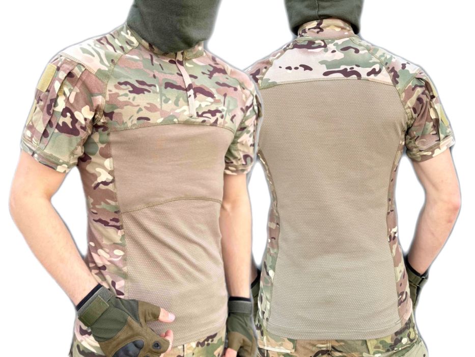 Убакс мультикам S-XXXL короткий рукав, сорочка тактична