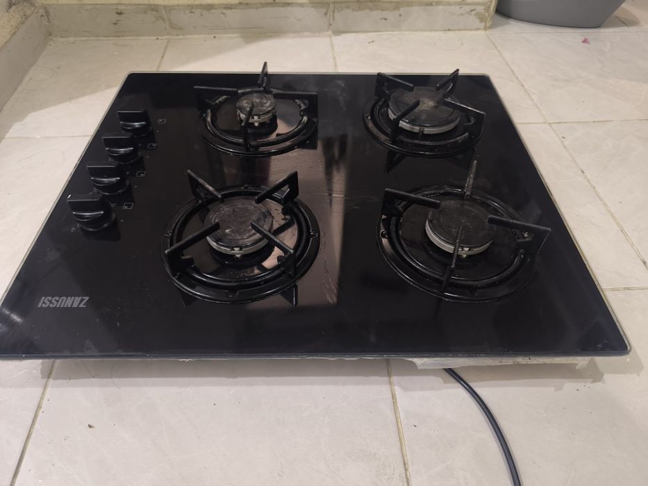 Placa a Gás sobre Vidro Preto
