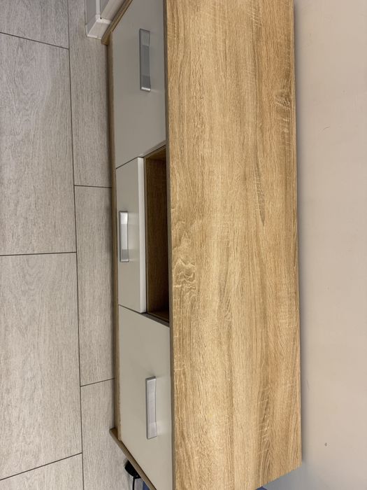 Тумба під телевізор Меблі Сервіс Тіпс 2Д1Ш дуб самоа/білий