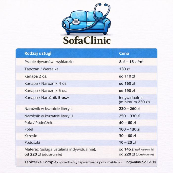 Pranie Kanap, materacy, krzeseł