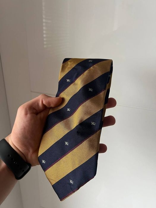 Krawat Burberry London Vintage Made In Italy Elegancke Monogram Jedwab