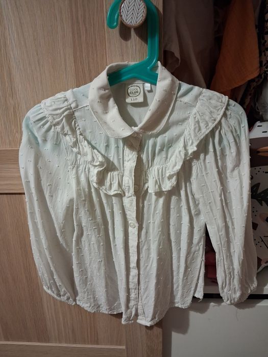 Elegancka galowa koszula bluzka biała z kołnierzykiem Cool Club r. 110