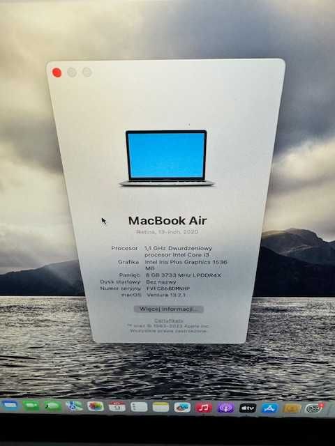 Macbook Air A2179 i3/8GB/256GB Gwiezdna szarość