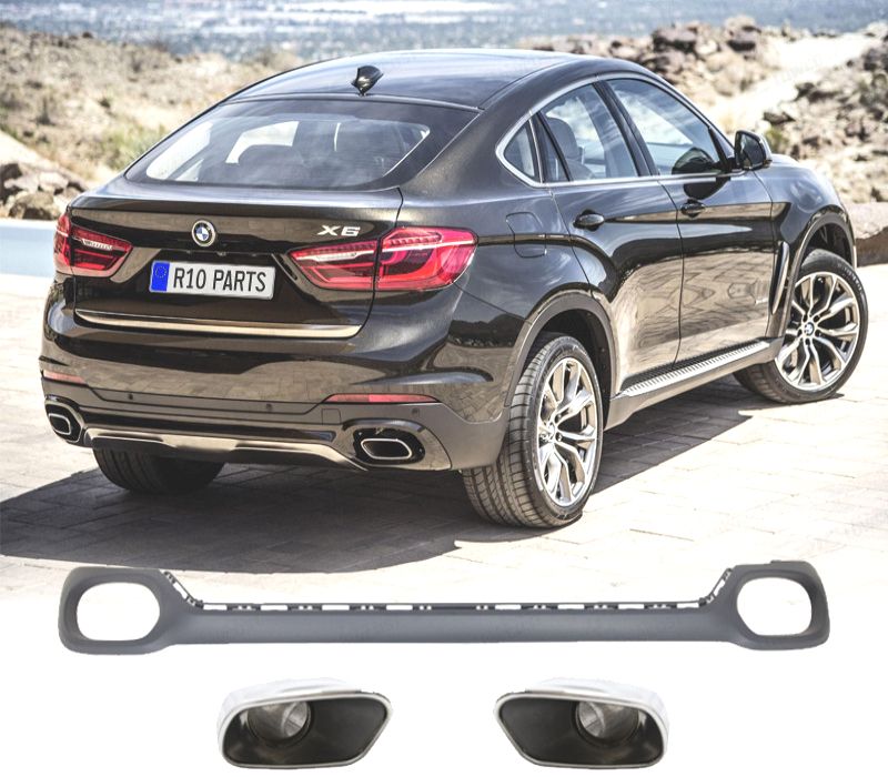 DIFUSOR BMW X6 F16 14-19 LOOK M + PONTEIRAS DE ESCAPE CROMADAS
