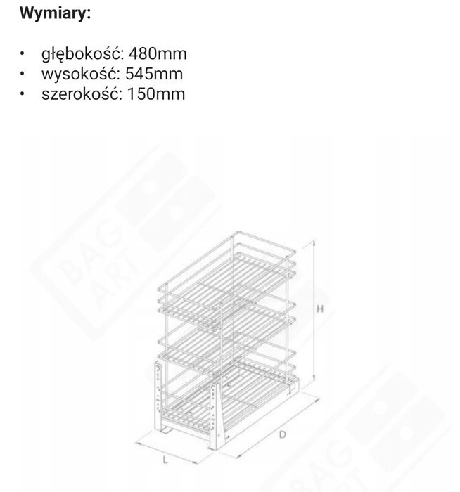 Kosz Cargo Nomet nowy 150mm szer montaż dolny