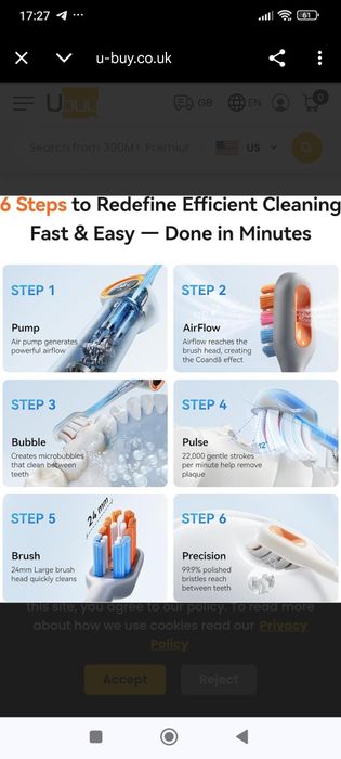 Це електрична зубна щітка RANVOO AirJet PH3.