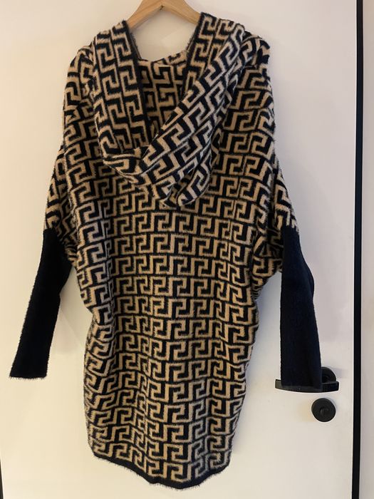 COCOMORE Płaszcz Alpaka Kaptur Czarny+Camel Labirynt