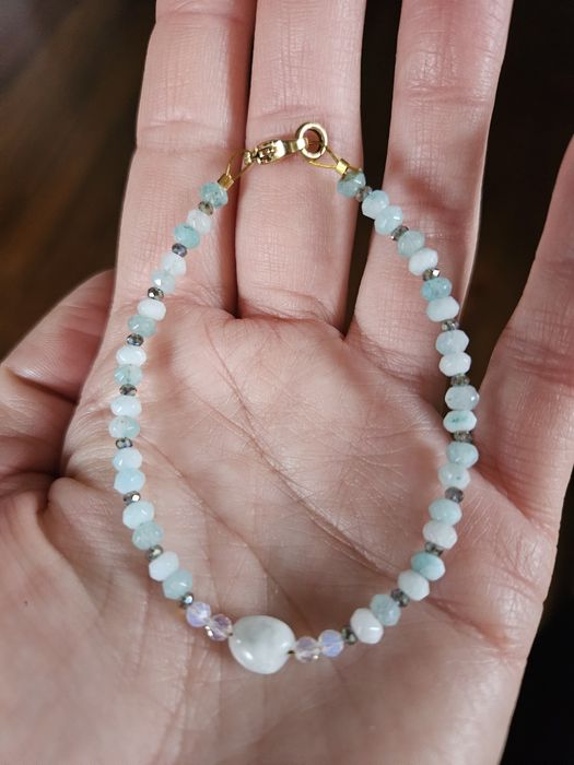 Bransoletka kamienie naturalne Larimar Jadeit Opal