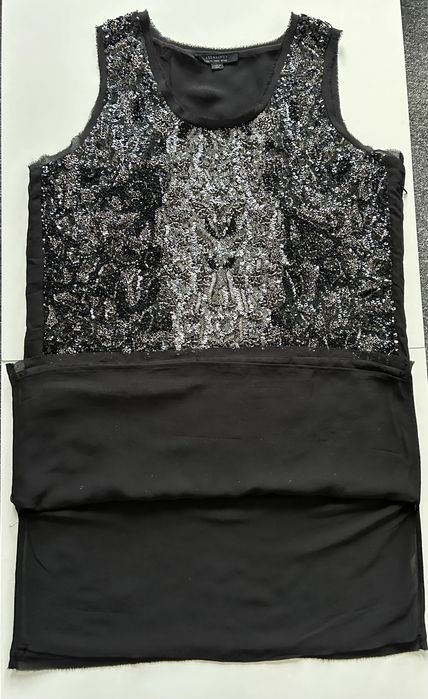 Sukienka mini AllSaints – cekinowa, czarna