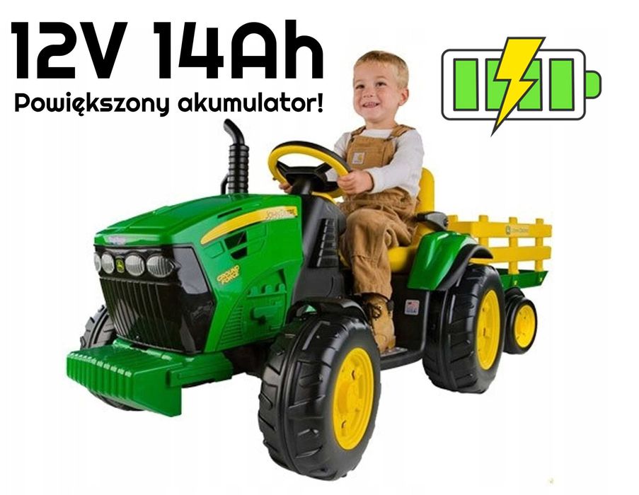 EKSTRA WERSJA! John DEERE traktorek dla dzieci z akumulatorem 14AH!