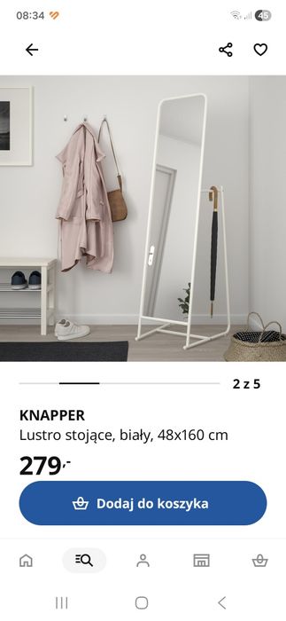 Lustro stojące białe IKEA KNAPPER  48x160