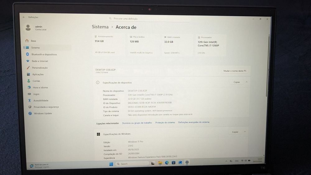 Lenovo Thinkpad T16 Gen1 Magnesium, i7, 32gb RAM, 1TB, Windows 11 pro