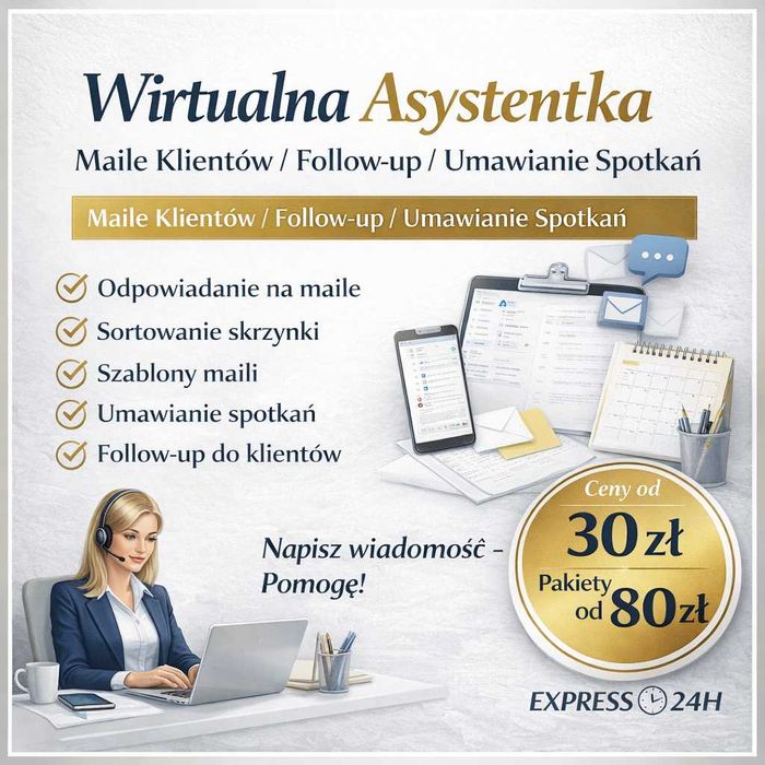 Wirtualna Asystentka - Obsługa Maili Klientów Umawianie Spotkań