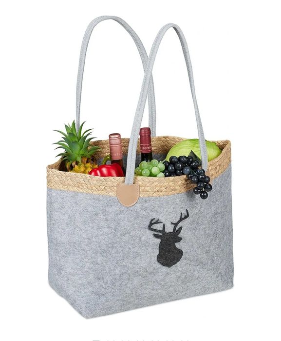 Relaxdays Torba filcowa, 35 l, torba na zakupy