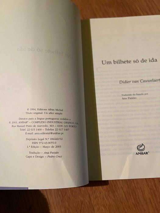 UM BILHETE SÓ DE IDA      Didier van Cauwelaert