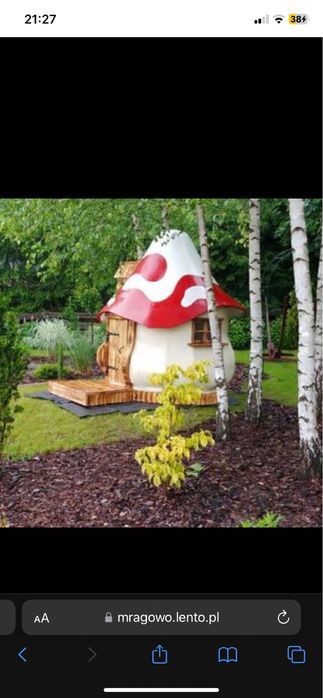 Domek dla dzieci w kształcie grzybka grzybek laminat drewniany