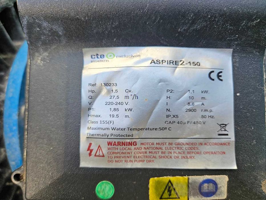 Bomba de Piscina 1.5 CV / Hp Aspire2-150 – Como Nova (Apenas 1 Ano de Uso)