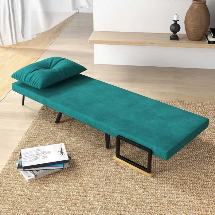 Poltrona / Cama Dobrável c/ Encosto Ajustável Verde