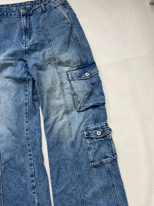 Baggy Spodnie Cargo Multi Pocket Denim Jeans Vintage Y2K