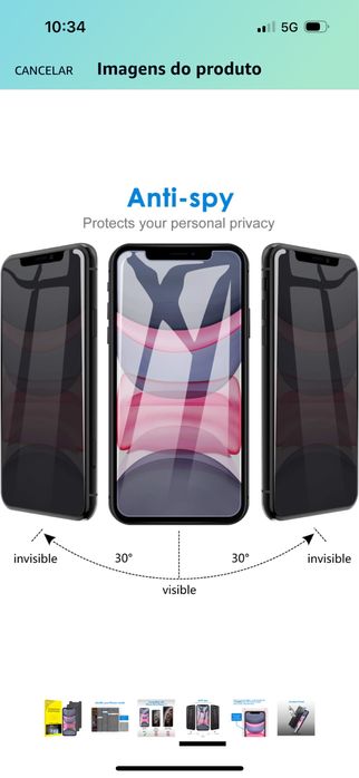 Pelicula vidro iphone 11 Privacidade