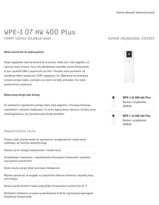Gruntowa pompa ciepła Stiebel Eltron WPE-I 07 HW 400 Plus