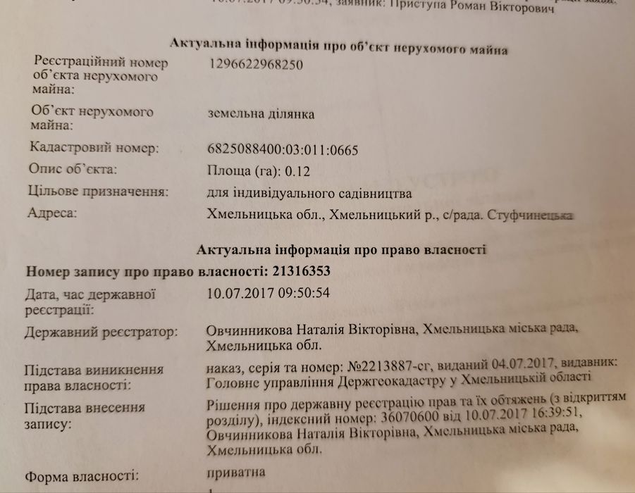 Земельна ділянка с. Стуфчинці