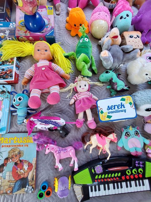Zabawki, zestaw XXL, książki, puzle, pluszaki, lalki, organki
