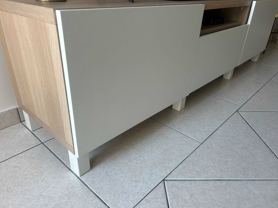 Móvel de TV 180x48 cm – Carvalho c/ Velatura Branca – Excelente Estado/ Como Novo