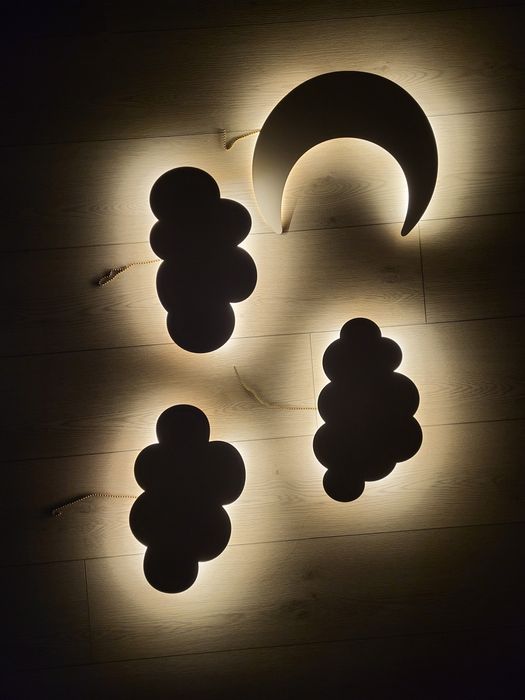 Набір нічників в дитячу кімнату, хмарки, місяць