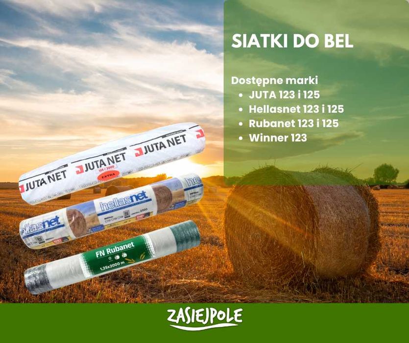 Siatka do owijania bel, siatka do balotów – Juta Net, Rubanet, Hellasnet, Novatex Winner Nova
