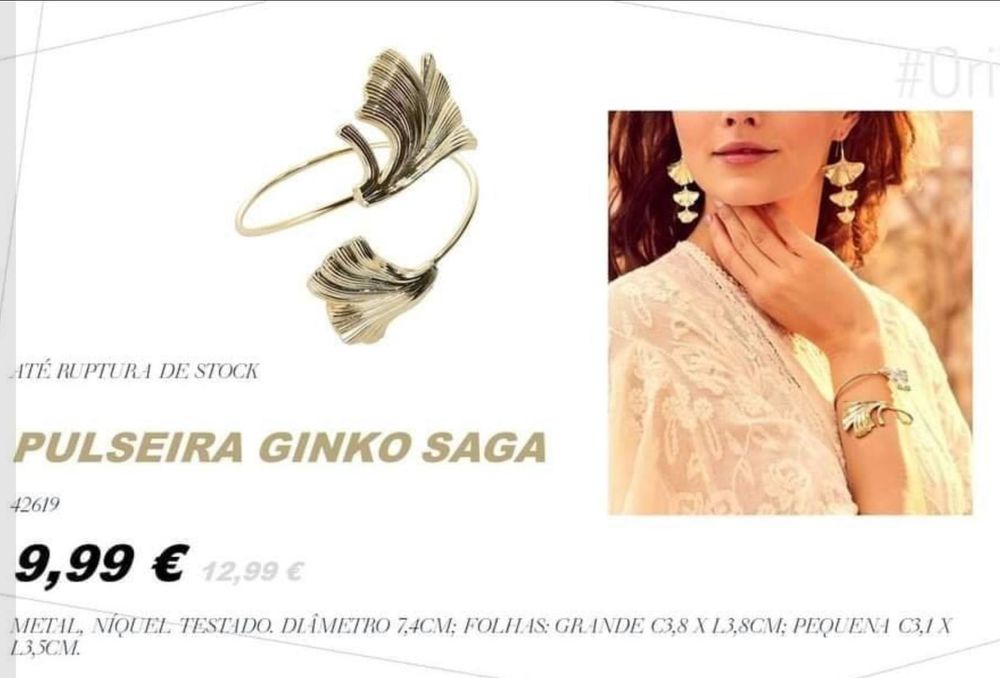 Pulseira Dourada Saga Gingko NOVA
