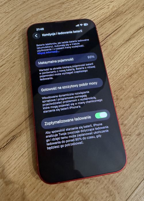 iPhone 13 128gb RED czerwony 93%