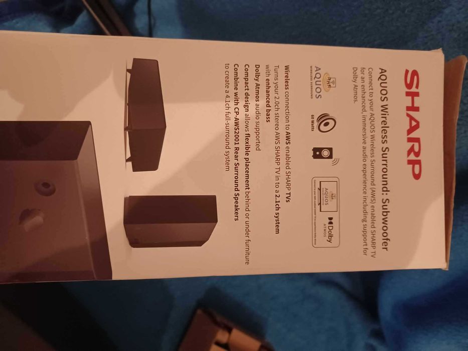 Zestaw bezprzewodowego nagłośnienia AQUOS Subwoofer Sharp CP-AWS nowy