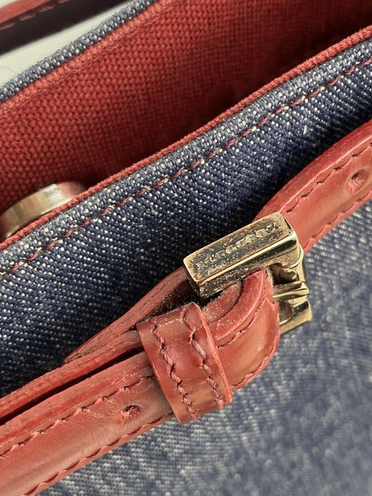 Burberry Lola Bucket Bag - Blue Denim & Leather with Check Pocket