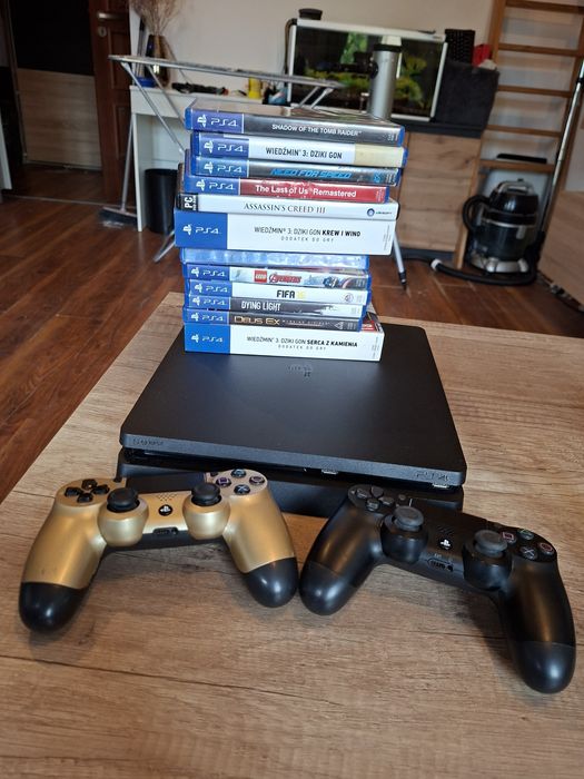 PS4 Slim 2 pady + gry HIT! Wiedźmin 3 / TLOU / Dying Light