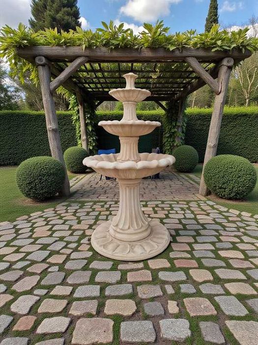 Fontanna ogrodowa Saragossa biały cement Ag-Bet figura ogrodowa