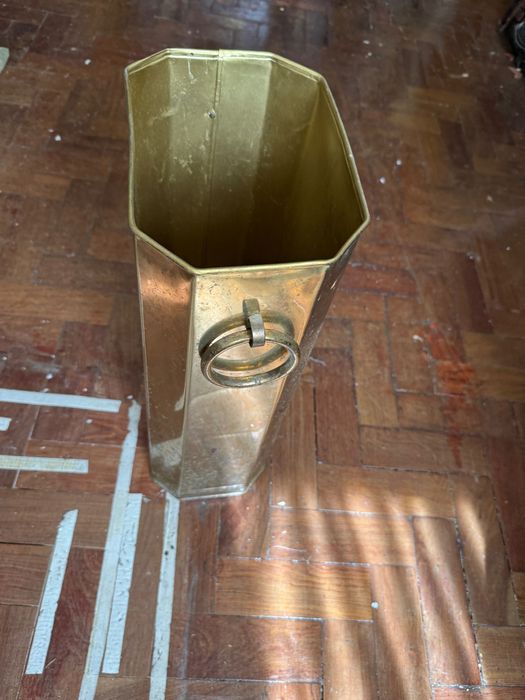 Porta-Guarda-Chuvas em Latão Dourado com Pegas Laterais