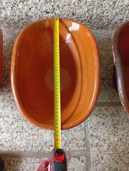 Lote de 3 arrozeiras ovais em barro