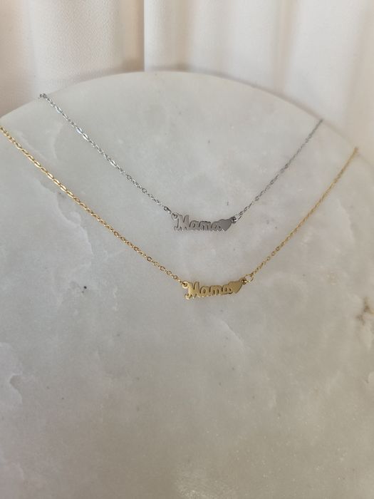 Srebrny naszyjnik mama serce stal chirurgiczna Gloss Gold