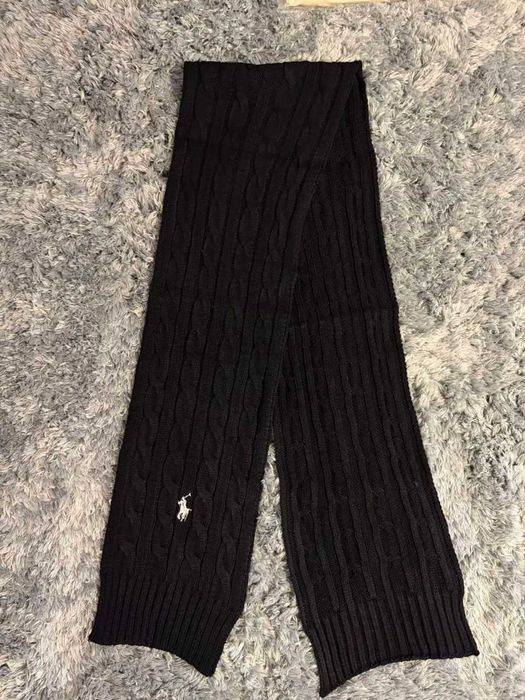 Polo Ralph Lauren – Czarny Szalik z Warkoczowym Splotem