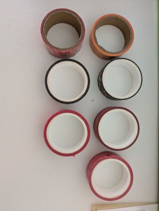 F7x Fita-cola colorida com corações - Washi Tapes