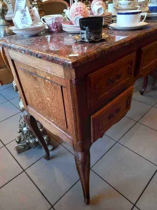 Biurko dębowe z marmurowym blatem