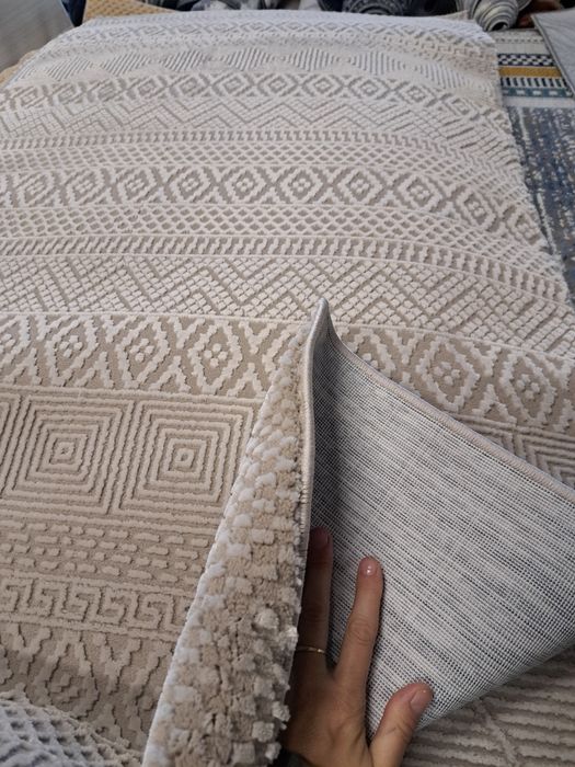 Dywan dywanik 80x150 chodnik chodniczek Aztecki wzór beżowy