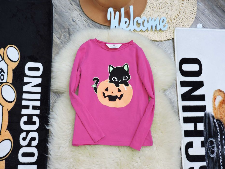 H&M - bluzeczka fuksja halloween kotek , dynia r 122/128