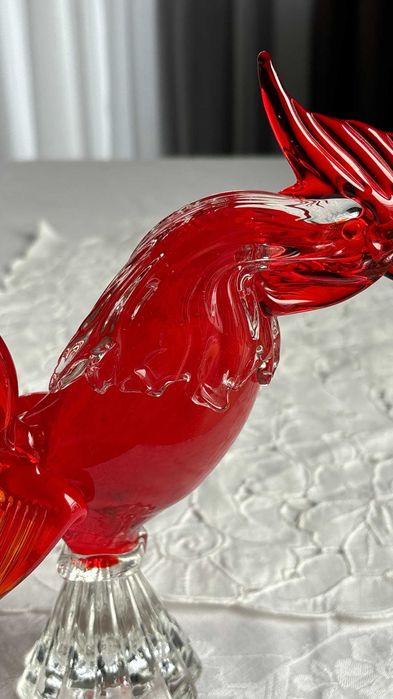 Figurka kogut szkło murano czerwone 21 cm