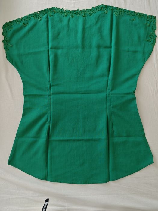 Blusa Bordado da Madeira Autêntica - Verde Esmeralda - Nova c/ Selo de Autenticidade IVBAM