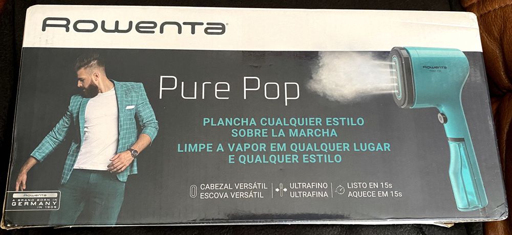 Prancha de Engomar e limpar portatil, Rowenta Pure Pop Verde (Nova)